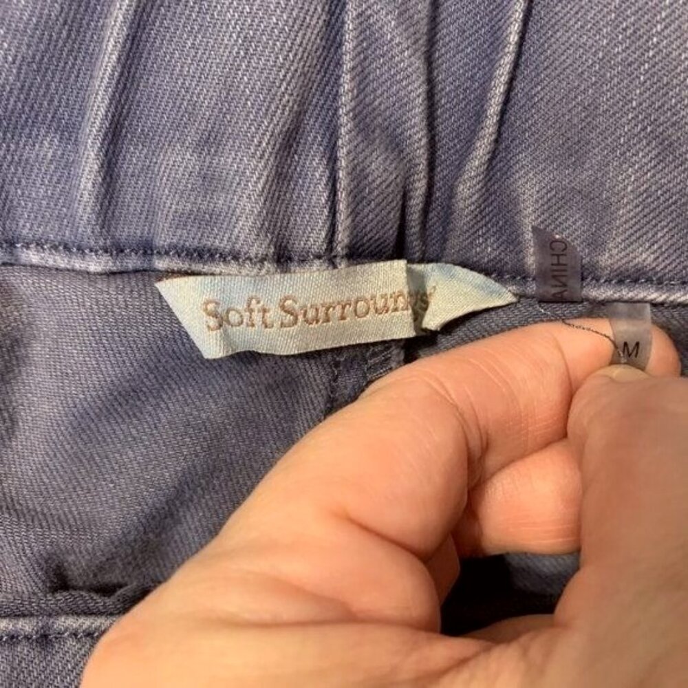 Soft Surroundings Women Medium Metro Denim Snap Ankle Blue Pull On Jeans 33x28.5 - Picture 7 of 9